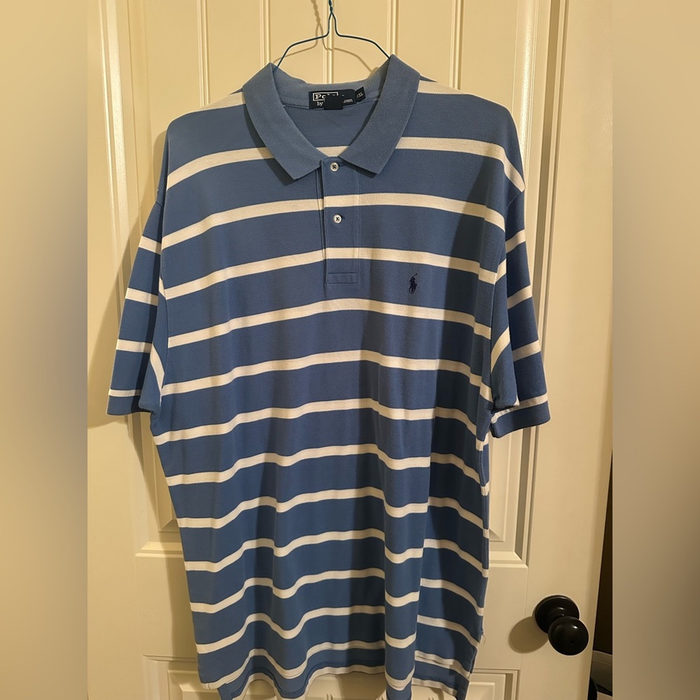 Polo by Ralph Lauren Light Blue & White Striped Polo Shirt